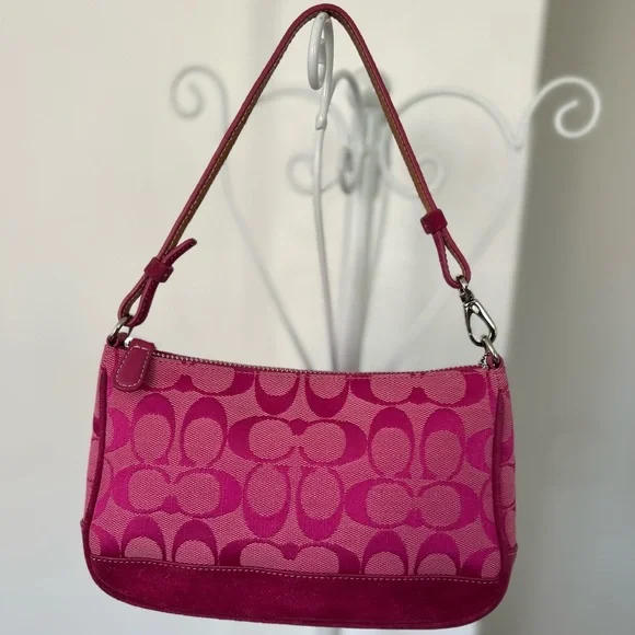 Coach HOT PINK Signature Logo Demi Mini Canvas bag - Picture 4 of 15